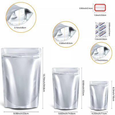Le zip-lock refermable fait sur commande tiennent les sacs de Mylar avec des absorbeurs d'oxygène